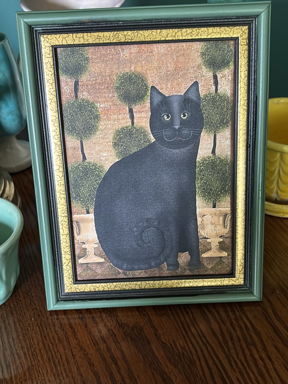 Folk Art Black Cat Framed Print